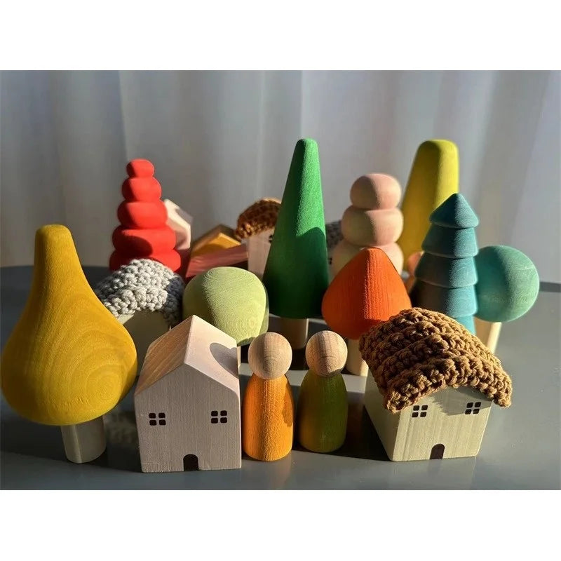 Wooden Building Blocks Pastel Scandinavian Stacking Play Kit Fall 2025 Eco Friendly Imaginative Play Gift