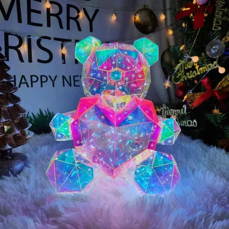 LED Colorful Teddy Bear Lamp with Heart - A Heartwarming Valentine's Day Gift for Birthdays & Anniversaries