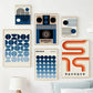 Abstract Blue Bauhaus Canvas Wall Art Contemporary Bedroom