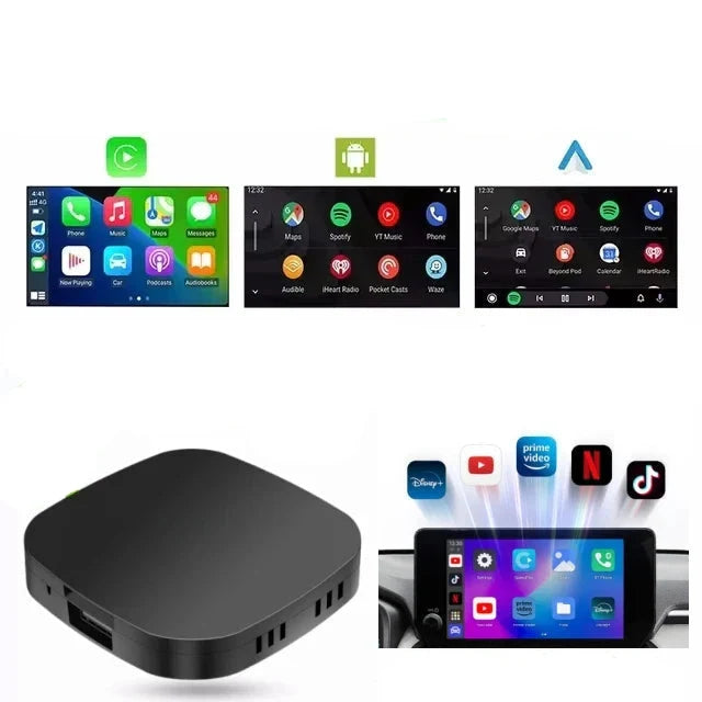 CarPlay AI Box Cordless CarPlay Android Auto Smart TV Box Fall 2025 Netflix YouTube In Car