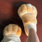 Plush cozy women's slippers - cat-paw design, long-pile plush faux fur, indoor use