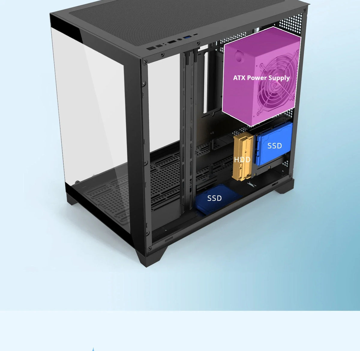 PC Gaming Case Dreamland Pro ATX Dual Glass 360mm Chassis