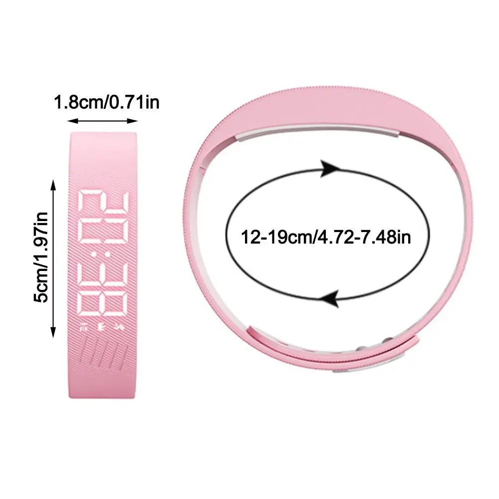 LED Digital Alarm Clock Bracelet Wristband Pedometer Water-Resistant Vibrating Alarm Summer 2026 Gift