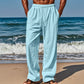 Drawstring Casual Beach Trousers - Loose Cozy Solid Color Pants for Summer