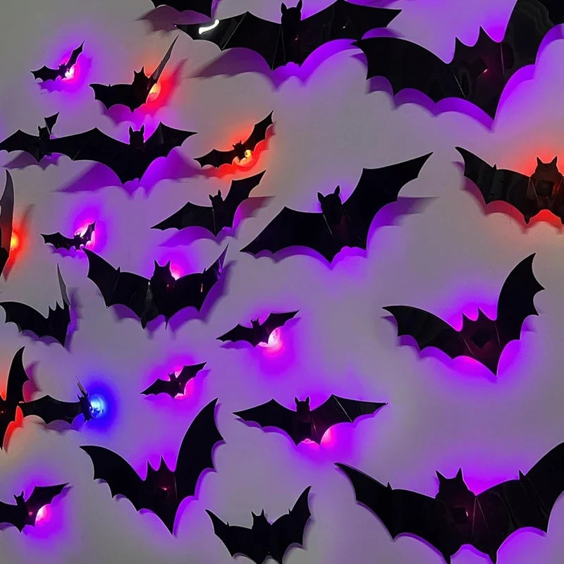 LED2025 Edition Bat Wall Stickers Green 3D Halloween Decor