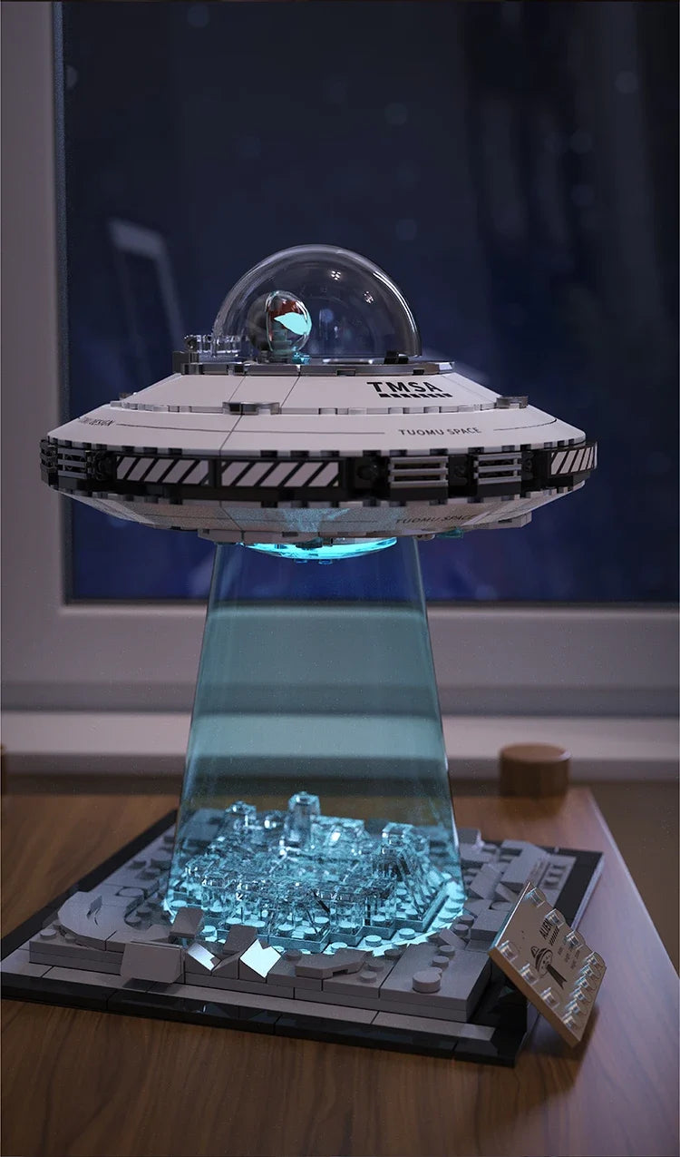 LED Light Up UFO Building Blocks Kit 700 Piece Interlocking STEM Toy Summer 2026 Gift Idea
