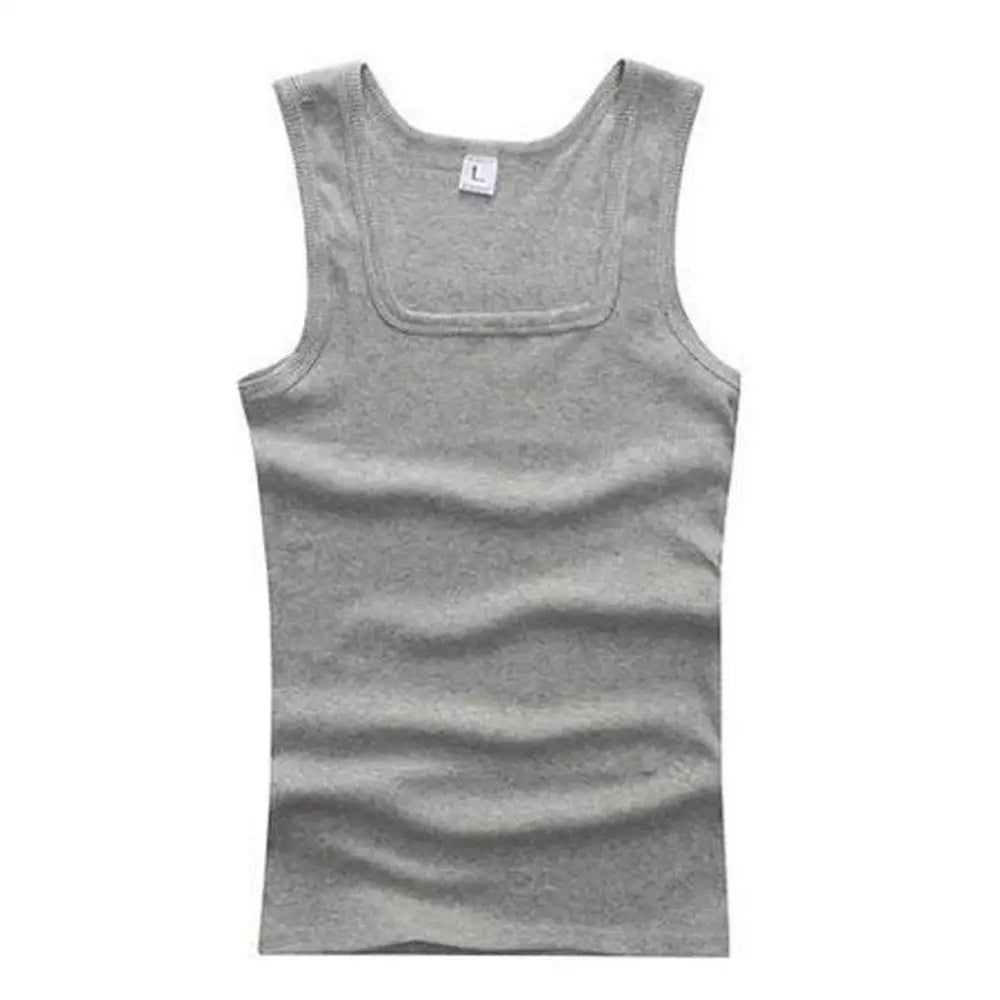 slash neck, casual fit, solid, summer knit vest – Breathable men's cotton tank top