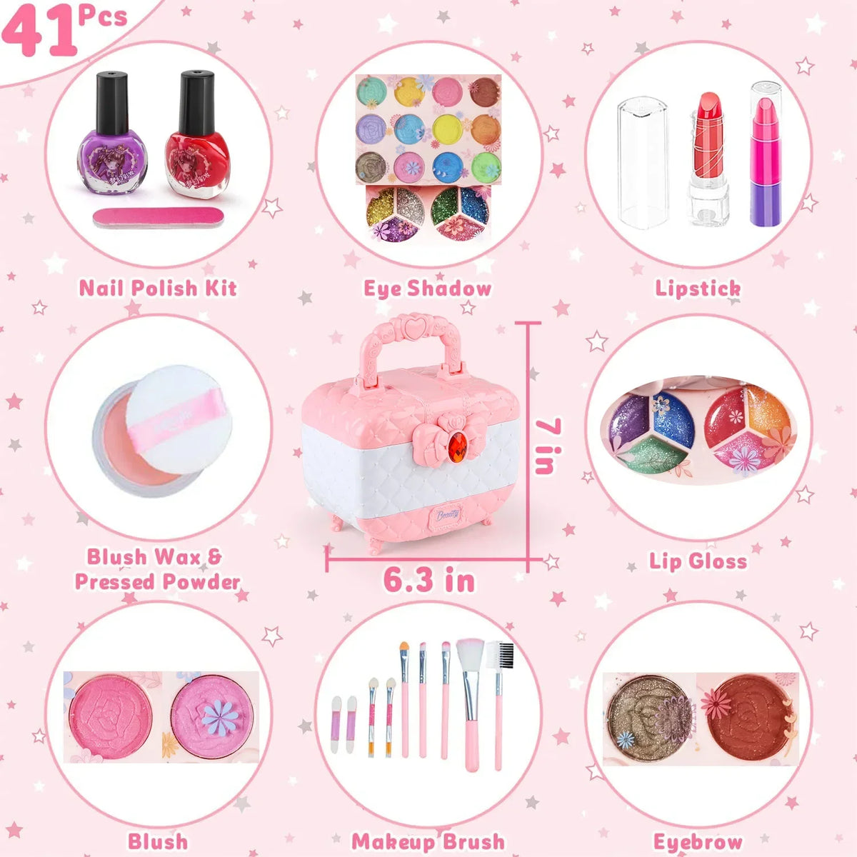 Kids Makeup Kit Pink And White Case Makeup Toy Kit TikTok Viral Fall 2025 Gift Washable