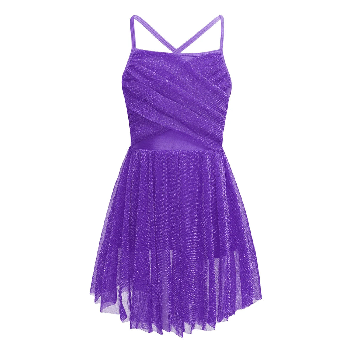 Light Girls' Dance Dress - Flowy, Glittery Mesh, Ballet & Gymnastics Costume