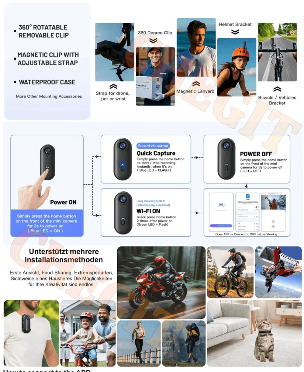 Camera Action Mini 4K 1080P Helmet And Bike Mount WiFi Full HD Sports Cam Summer 2026 Gear For Action Sports