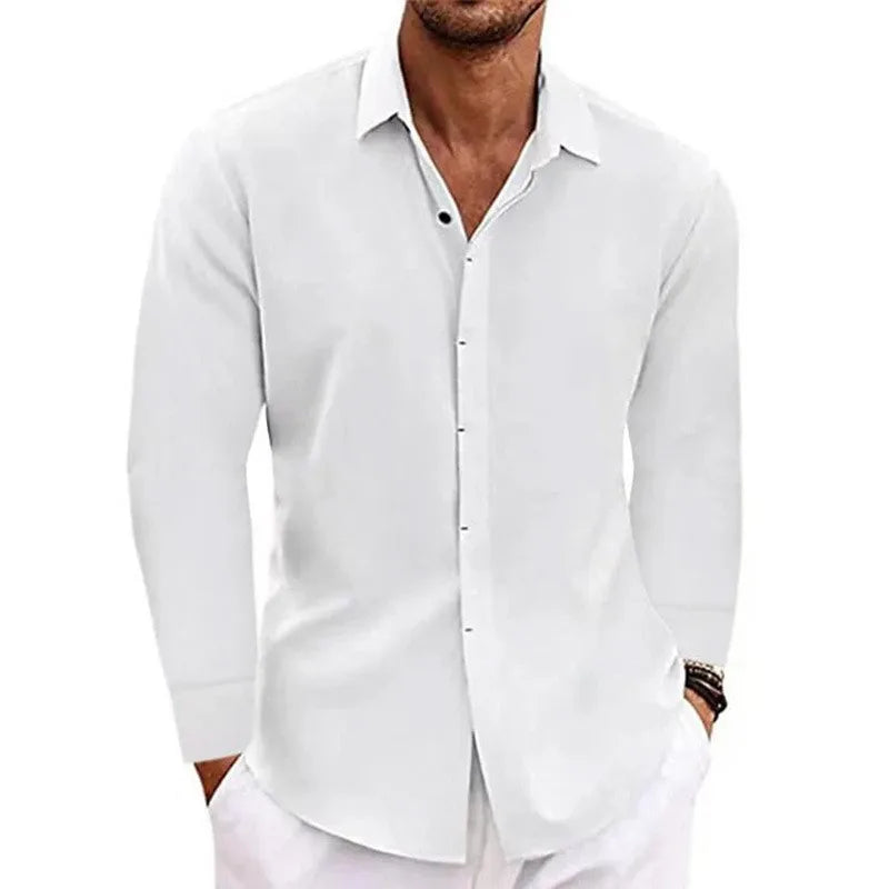 Loose Solid Color Casual Top for Plus Size Fashion – Men’s Long Sleeve T-Shirt