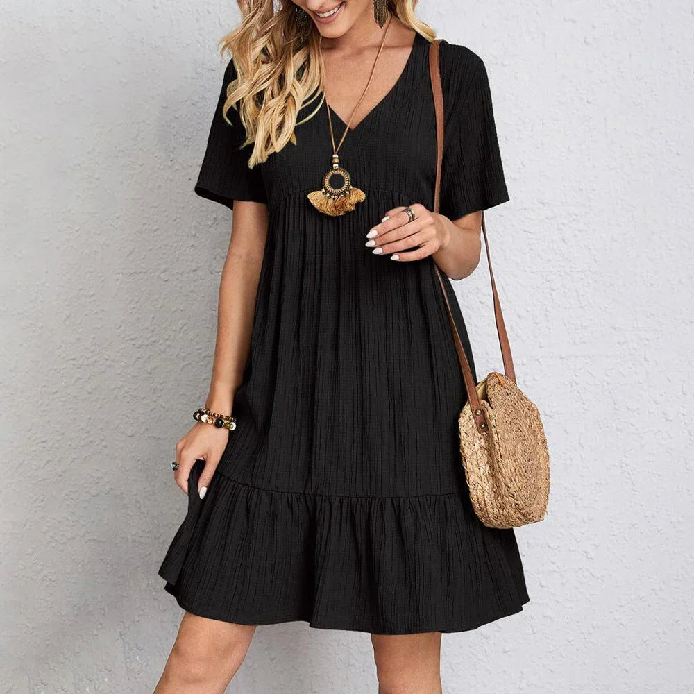 Variant image for Casual Women's Summer Mini Dress, Lightweight V-Neck Polyester Dress for Beach and Casual Gatherings-31