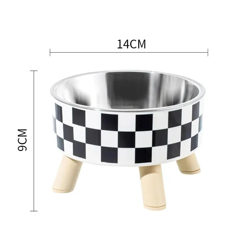 A Cat Bowl For Cats And Dogs - Tall Polka-Dot Stainless Steel Bowl, Anti-Overturn Design, Great for Drinking Water and Food