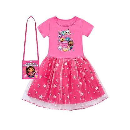 Princess-Style, Flowy, Mid-Calf Length, Cotton, For Party Wear – Light Girls’ Dress