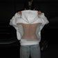 Relaxed Oversized Women’s Hooded Pullover - Boxy Hollow-Back Cut, Blended Fabric With Mesh Back, For Streetwear