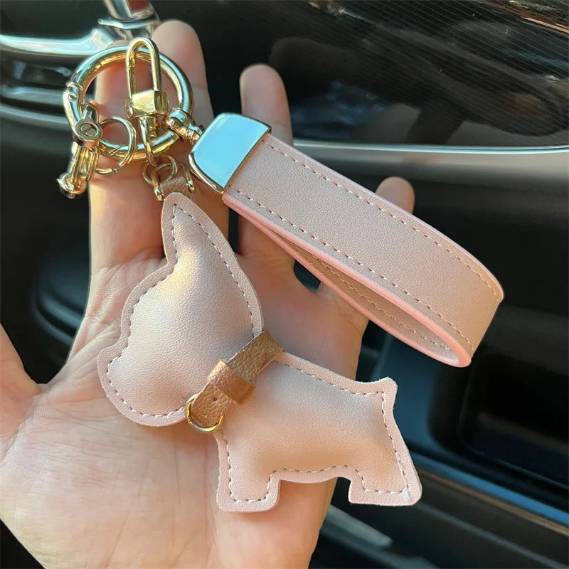 Dog Leather Keychain Car Charm Bag Hanging Accessory