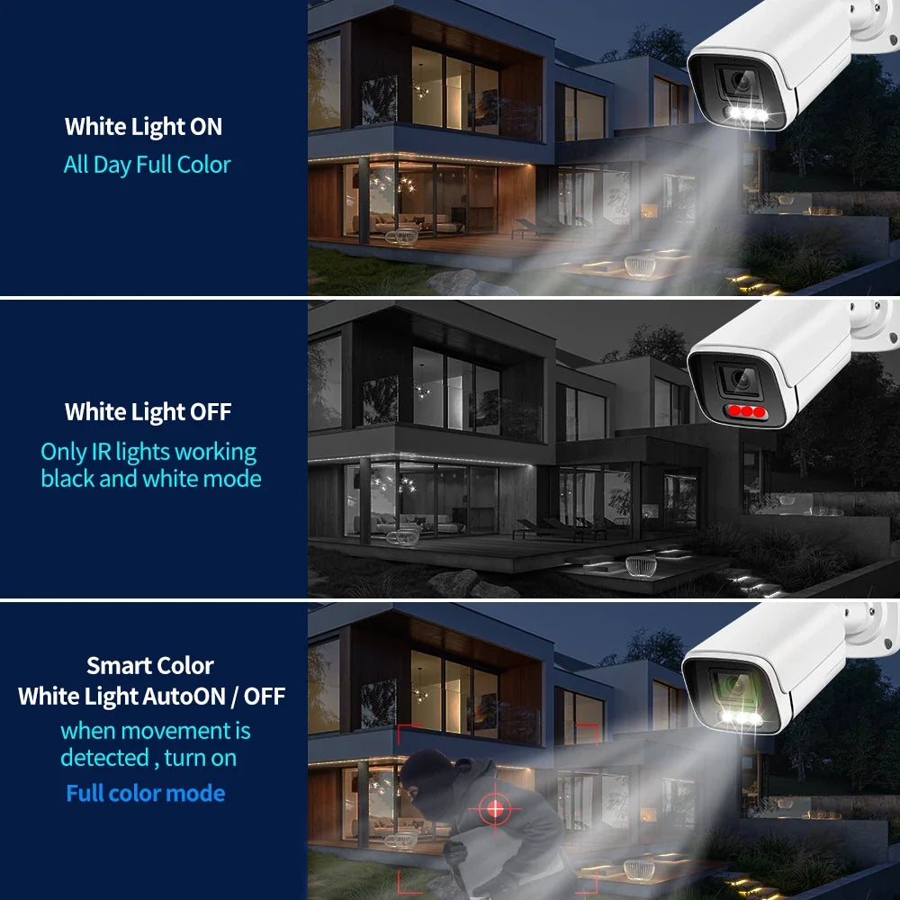 PoE 4K IP Bullet Camera H265 Outdoor Color Night Vision