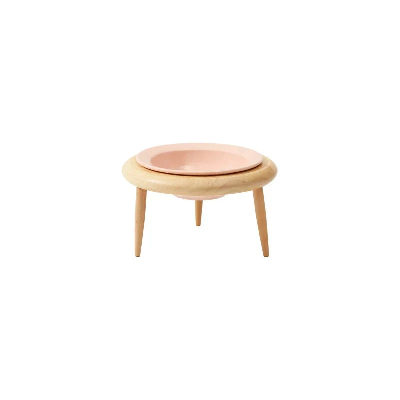 Cat Ceramic Bowl Kit Height Flexible Elevated Wooden Stand Double Food Water Bowls Fall 2025 Mess Free Feeding