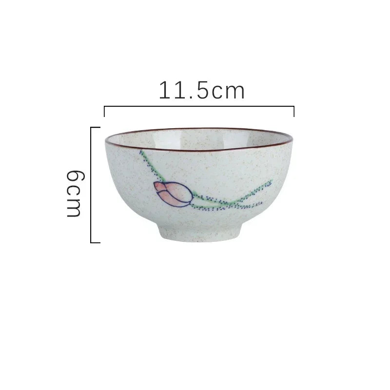 Ceramic 4.5 Inch Japanese Rice Bowl Retro Household Tableware