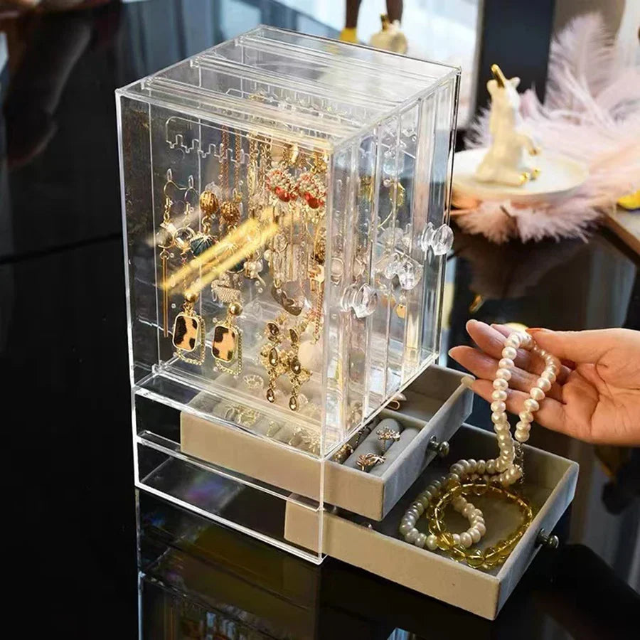 Acrylic Clear Jewelry Display Case With Drawers, Necklace And Earring Organizer, Holiday Gifts 2026 Gift Ready