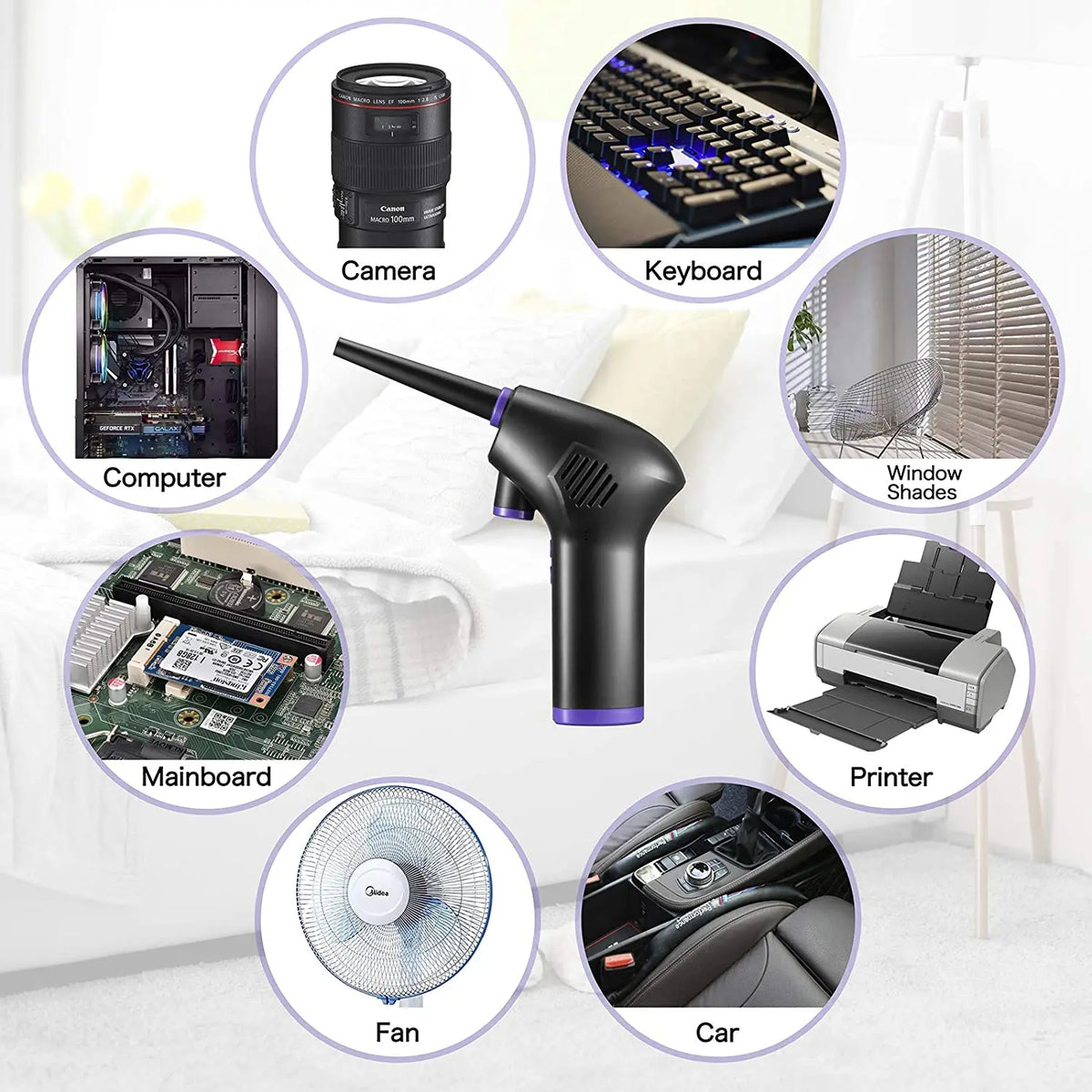 Cordless Air Duster Travel-Friendly 15000mAh Motor-Driven Cleaner - USB Battery-Powered Compressed Air Blower