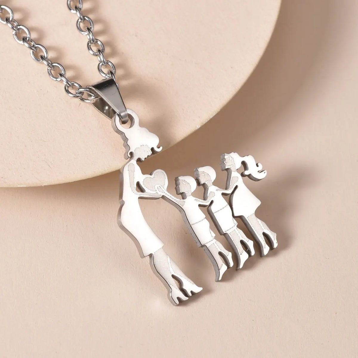 Mother's Day Gift Children Family Stainless Steel Jewelry – Silver Stainless Steel Mother & Kids Pendant Necklace
