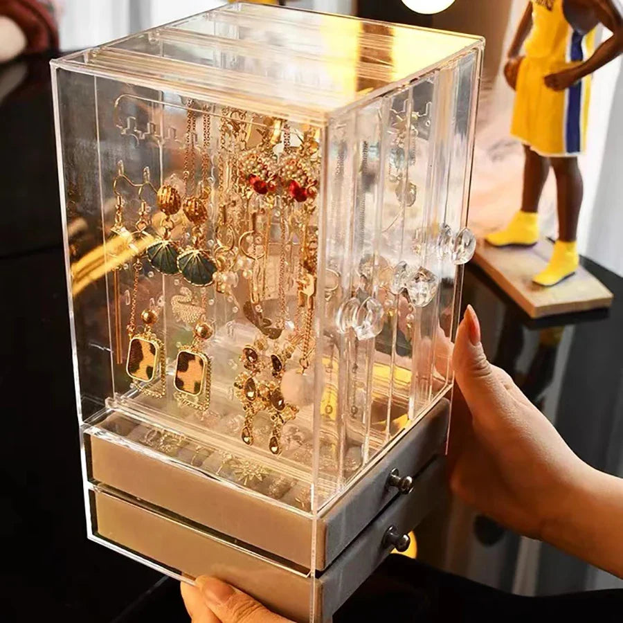 Acrylic Clear Jewelry Display Case With Drawers, Necklace And Earring Organizer, Holiday Gifts 2026 Gift Ready