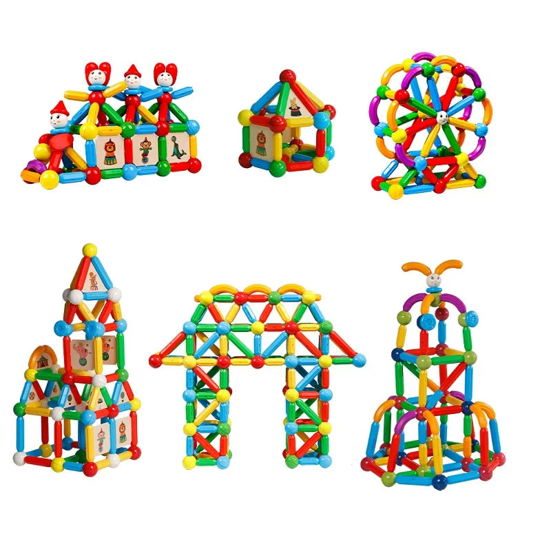 Magnetic Building Blocks Kit - Kids Educational Toy with Magic Magnet Sticks & Balls for Creative Play, Ideal Gift for Boys and Girls