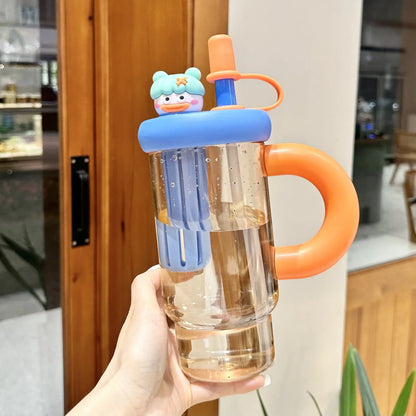 Straw Cup 900ml Cartoon Cute Travel-Friendly Water Cup Summer 2025 Large Capacity High Temperature Resistant Outdoor