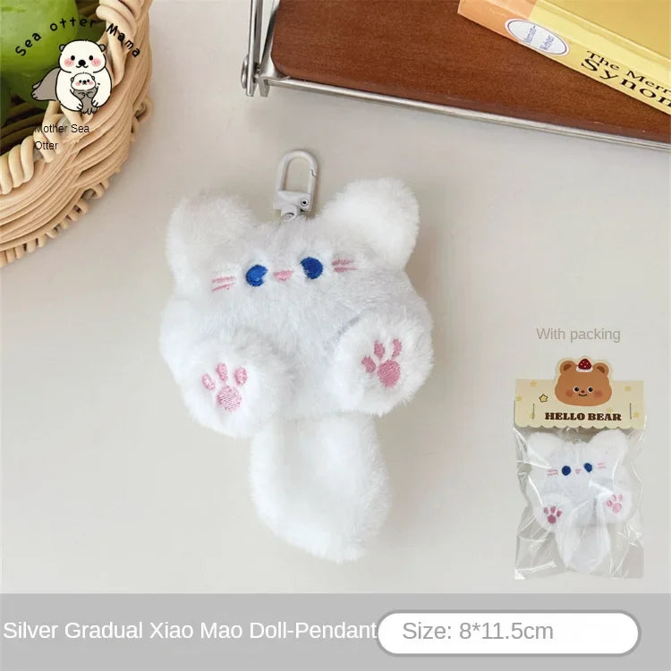Cat Plush Keychain Cute Rabbit Fur Bag Charm Gift Decor