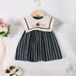 Light girls' dress - sailor collar, striped pleated skirt, cotton-elastane blend, summer casual