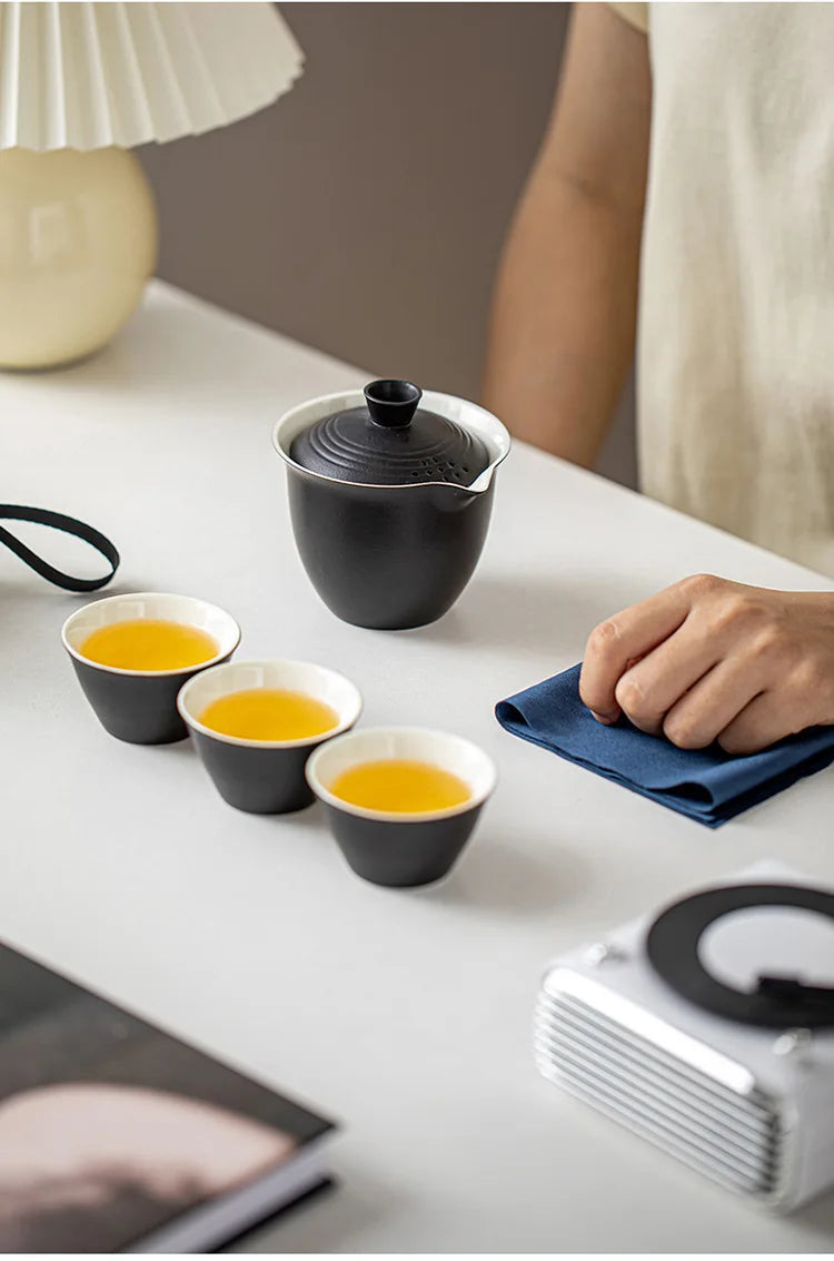 Travel-Friendly Ceramic Travel Tea Kit With Case Gift Kit
