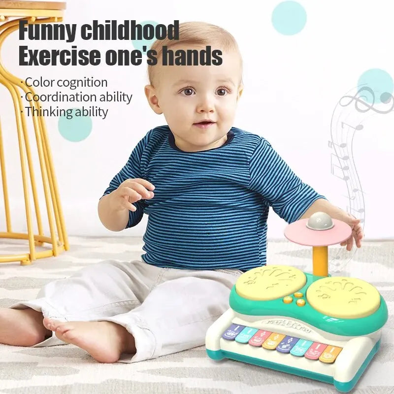 Kids Electronic Musical Keyboard Piano & Drum Kit - Educational Playset for Boys and Girls Aged 3+, Sturdy Plastic Musical Instruments Toy