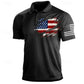 Light men's polo shirt - classic polo, 3D American flag print, casual everyday wear