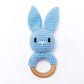 Crochet Wooden Animal Teether Rattle Newborn Sensory Toys