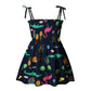 Plush girls' sundress - smocked bodice, daisy print, polyester, for casual summer outings