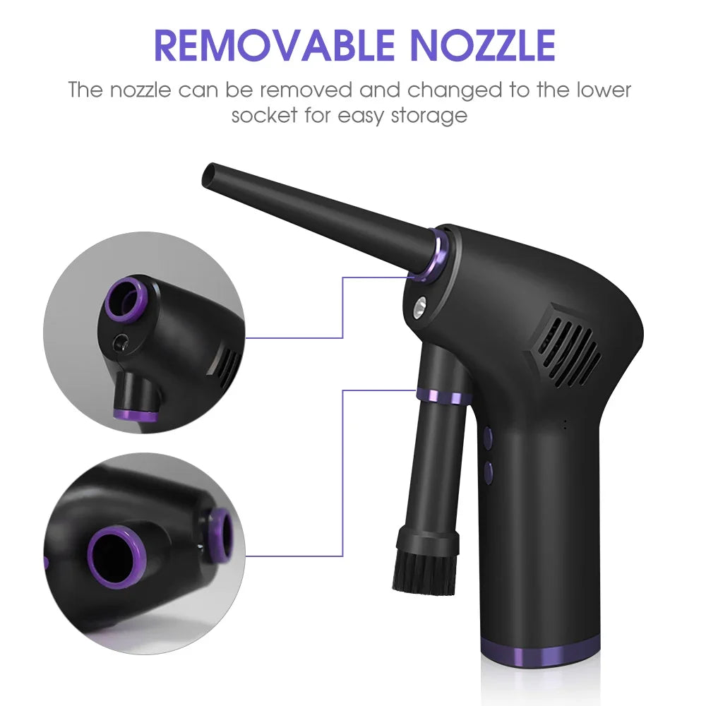 Cordless Air Duster Travel-Friendly 15000mAh Motor-Driven Cleaner - USB Battery-Powered Compressed Air Blower