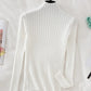 Flattering Stretchy Women Ribbed Sweater - Mock Neck, Knit