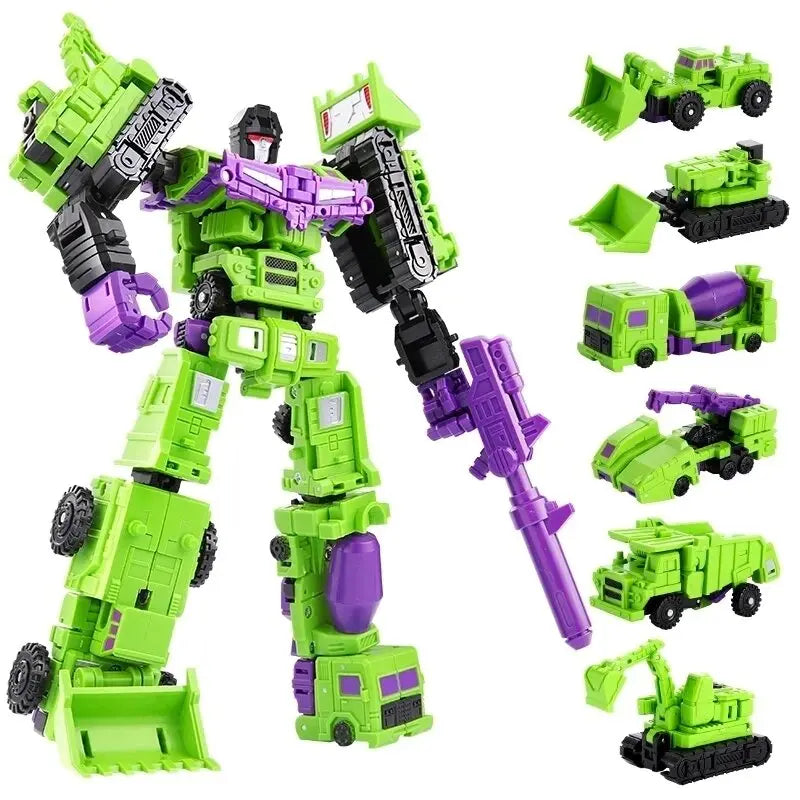 Mini 6-in-1 Transforming Devastator Action Figure - Green Robot Toy for Kids, Great Gift for Children 22cm (8.6 inch)