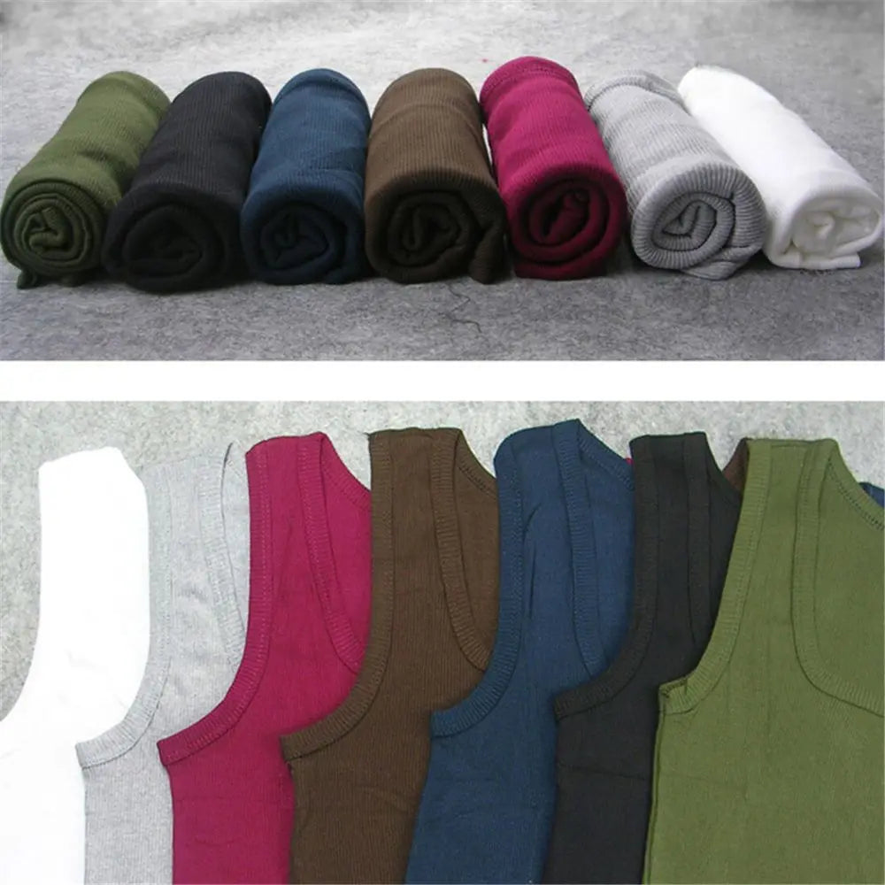 slash neck, casual fit, solid, summer knit vest – Breathable men's cotton tank top