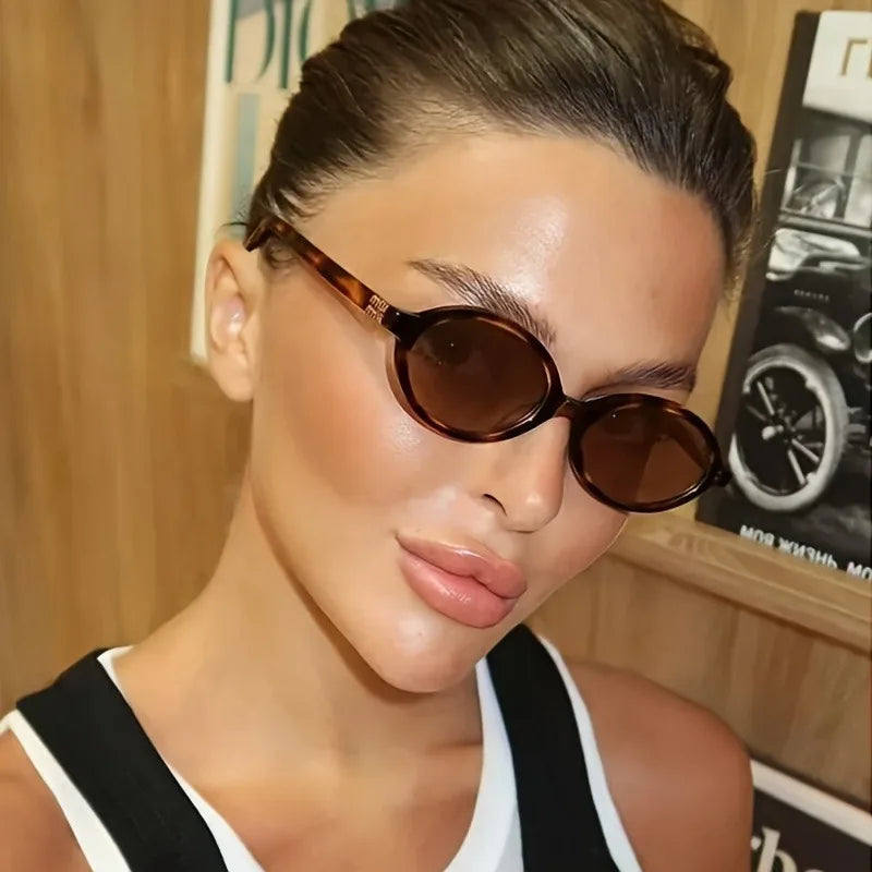 mirror lens, resin frame, casual beach & daily accessory – Retro unisex small oval sunglasses