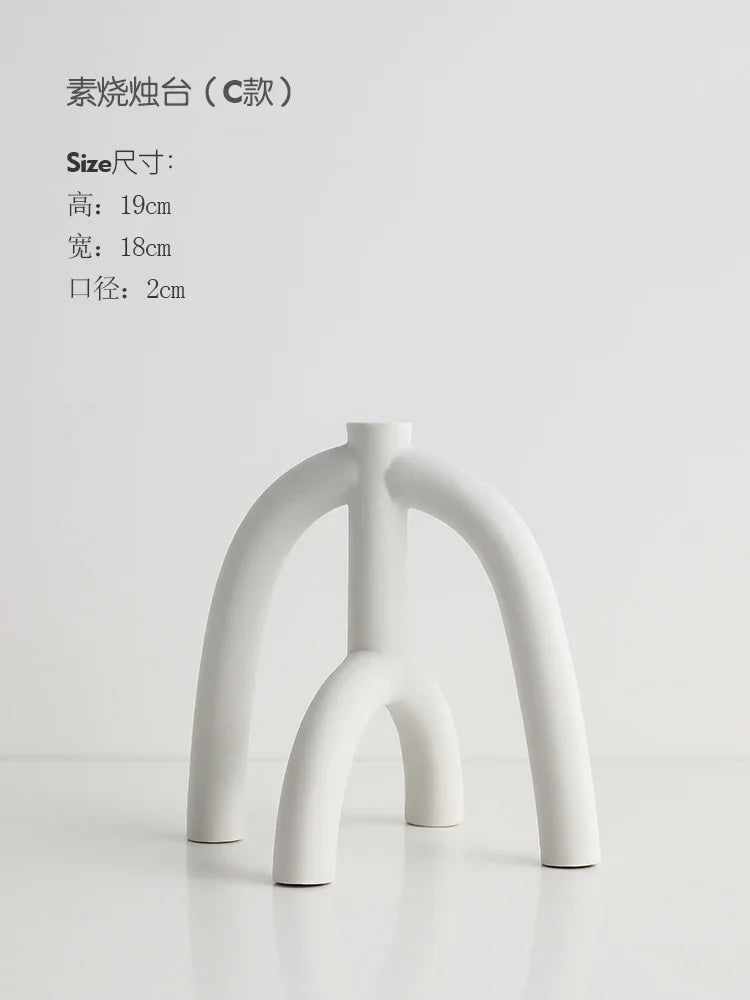 Ceramic Candle Holders Kit Of 3 White Scandinavian Minimalist Candle Stands Fall 2025 Contemporary Centerpiece Gift