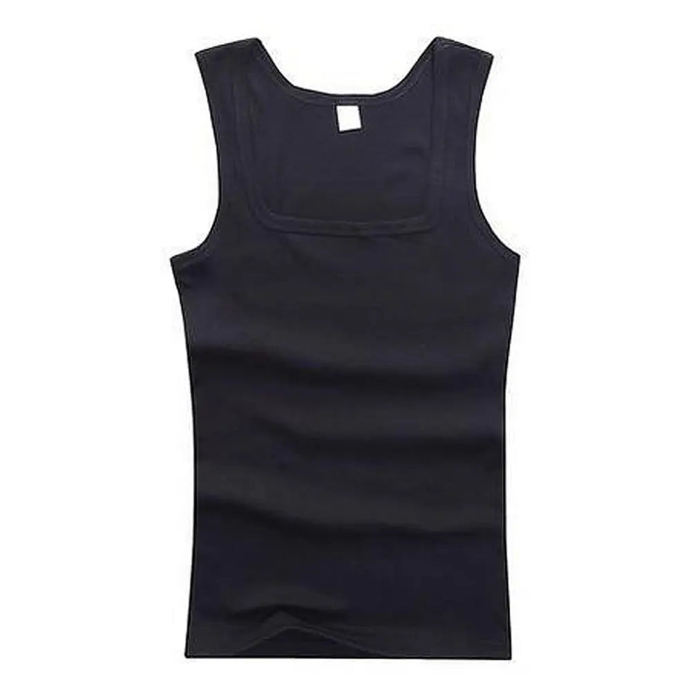 slash neck, casual fit, solid, summer knit vest – Breathable men's cotton tank top