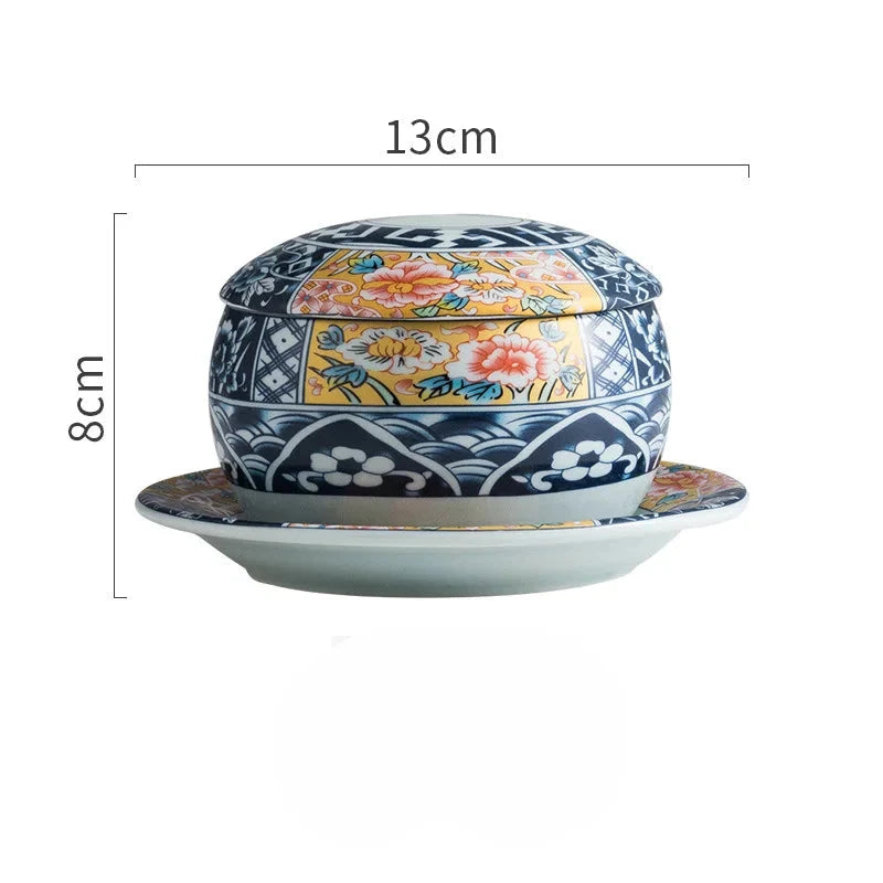 Hand Painted Japanese Ceramic Lidded Dessert Bowls Kit