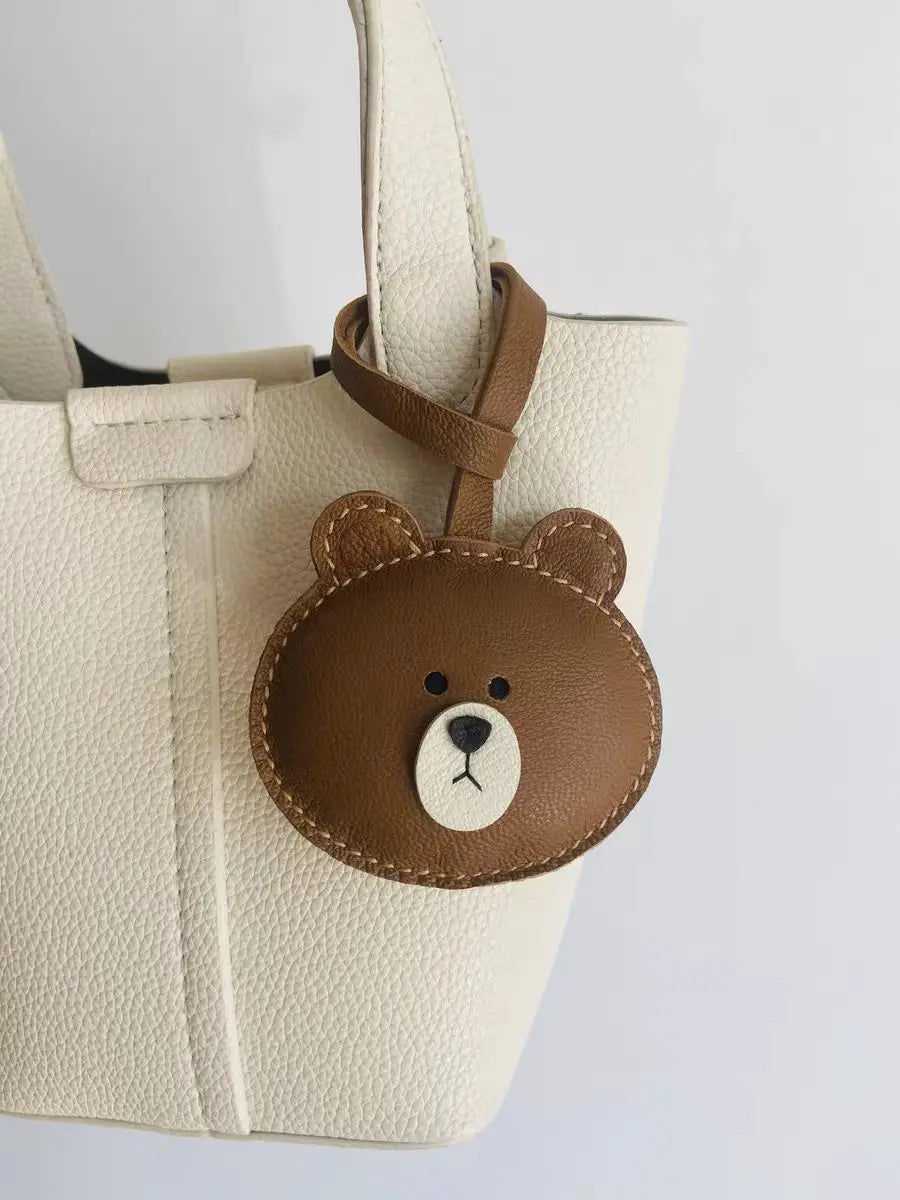 Bag Leather Charm No Face Keychain Black Cozy Cute Gift