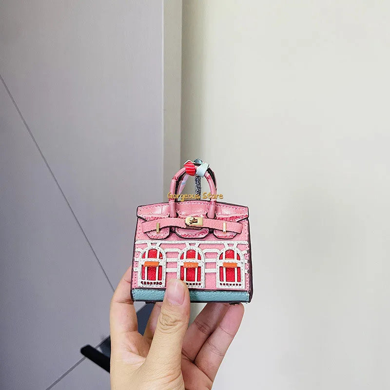 Inspired Birkin Mini Hand Bag - Platinum Bag Charm