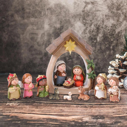 Figurines Nativity 12-Piece Lighted Holy Family Scene For Christmas Tabletop Decor 2025 Trend