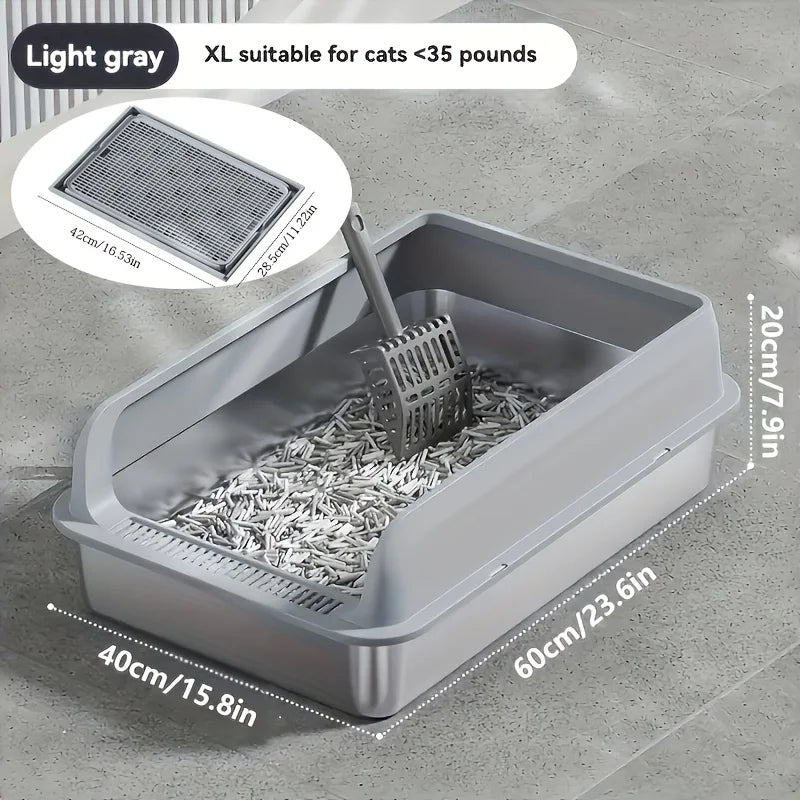 Semi-Enclosed Leak-Proof High-Sided with Mat 2026 – KEMORELA Extra Large Stainless Steel Cat Litter Box