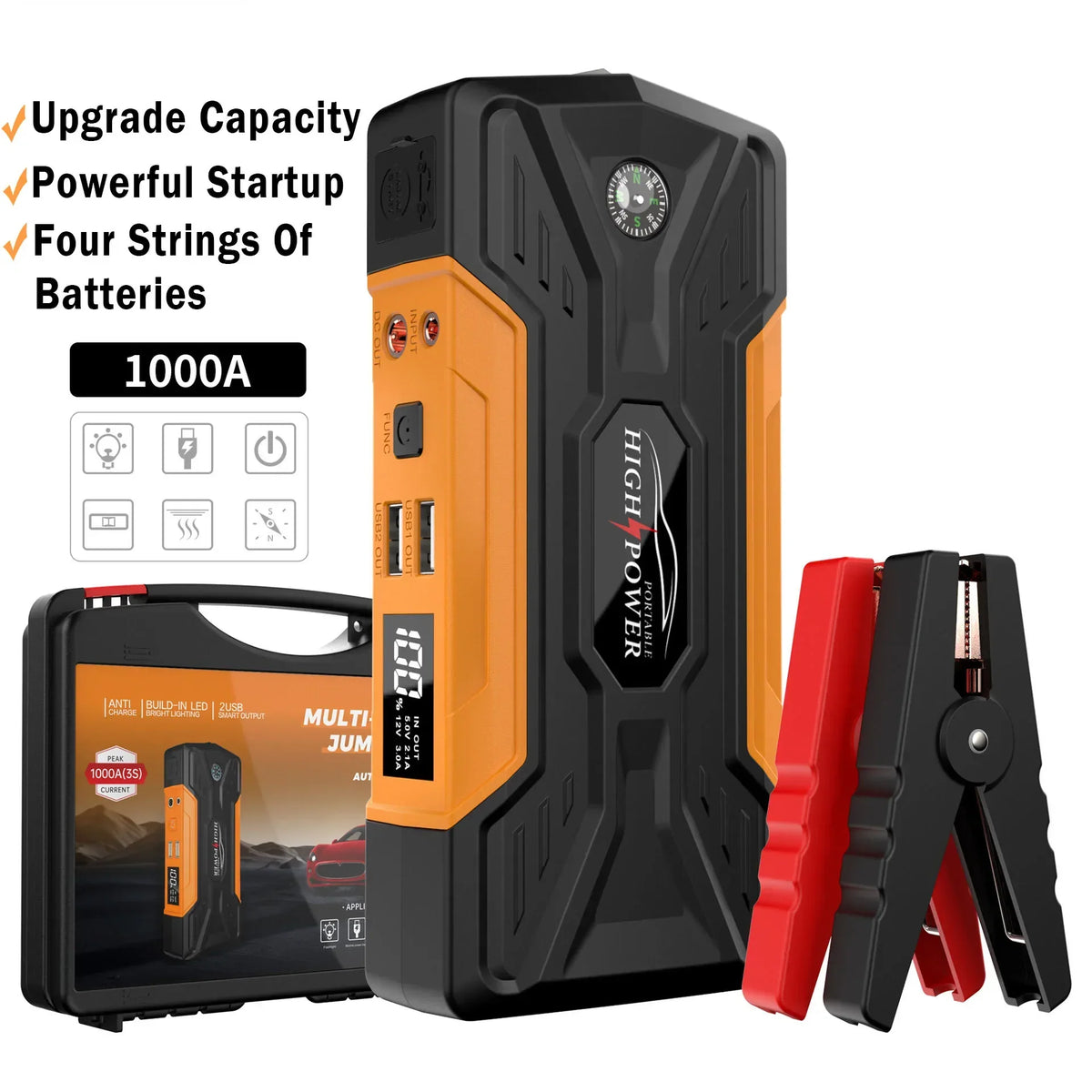 Car Jump Starter With Pump Travel-Friendly 12V Emergency Power Bank Kit 99800mAh Fall 2025 Gift