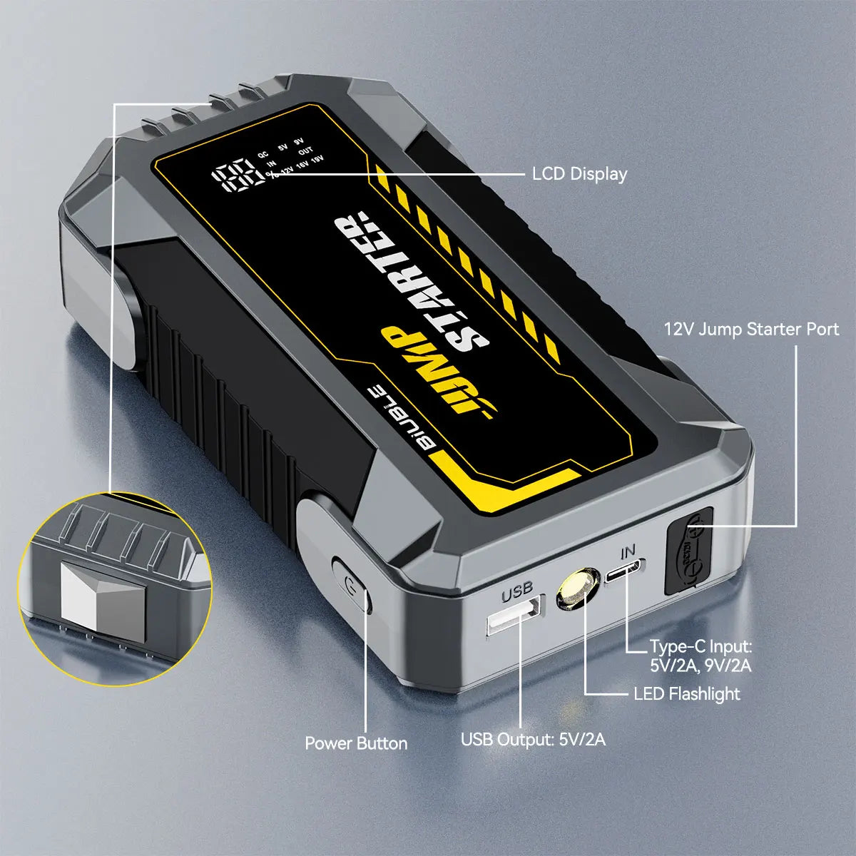 Jump Starter Power Bank 12V Car Booster Travel-Friendly Emergency Charger Fall 2025 Gift Idea